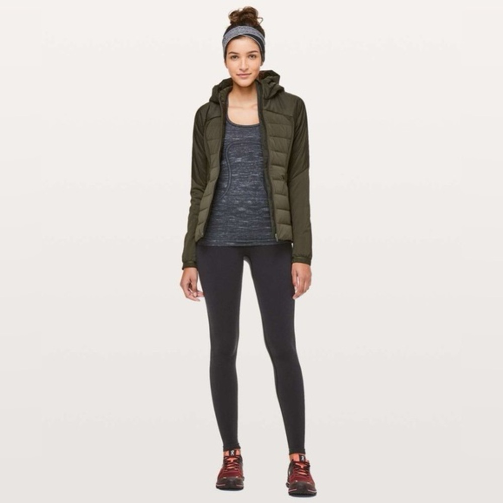 Lululemon Down For It All Jacket Dark Olive 6 RDS Hooded Running